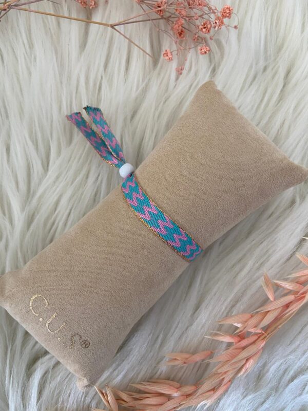 Lint Armband Blauw-Roze